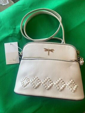 Le Bag - Los Angeles Women's Cream Crossbody Bag with Dragonfly Accent